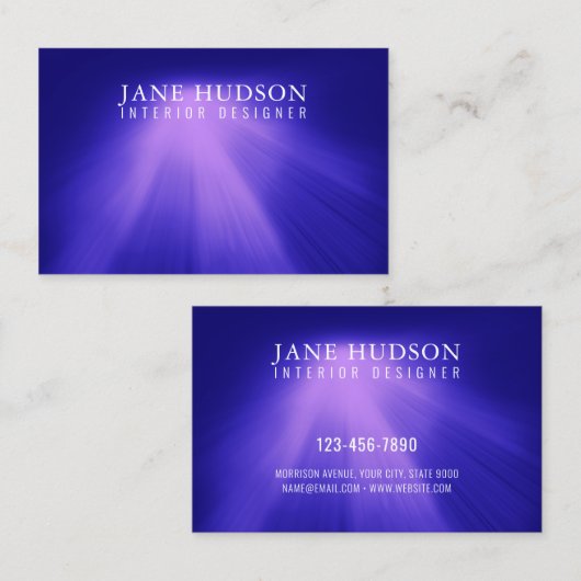 Modern Schoon Elegant Ontwerp Roze Licht op Blauw Visitekaartje (Voorkant / Achterkant)