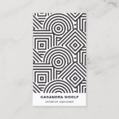 Modern Schoon Geometrisch Patroon Retro Grijs & Wi Visitekaartje (Voorkant)