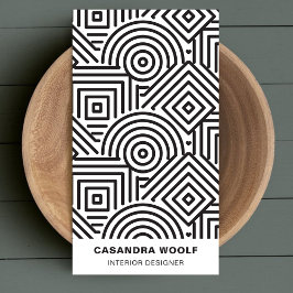 Modern Schoon Geometrisch Patroon Retro Grijs & Wi Visitekaartje