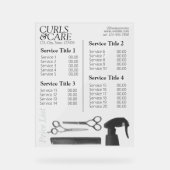 Modern Schoon Haar Salon Service Menu/Prijslijst Acryl Bord (Voorkant)