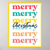 Modern schoon kleurrijk geel wit vrolijk kerstfees poster (Voorkant)