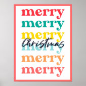 Modern schoon kleurrijk rood wit vrolijk kerstfees poster (Voorkant)