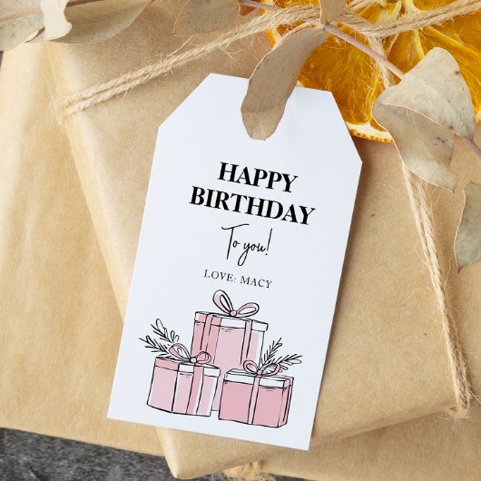 Modern schoon verpakt geschenkdoos Happy Birthday Cadeaulabel