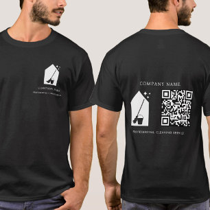 Modern Schoonmaak Schoonmaakdienst Logo QR Code Zw T-shirt