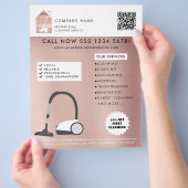 Modern Schoonmaak Schoonmaakdienst Logo Rose Goud Flyer (Hand)