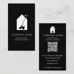 Modern Schoonmaak Schoonmaakdienst Logo Wit QR Cod Visitekaartje