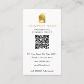 Modern Schoonmaakbedrijf Service Logo Goud QR Code Visitekaartje (Achterkant)