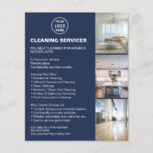Modern Schoonmaakdiensten Foto Logo Marineblauw Flyer (Voorkant)