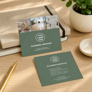 Modern Schoonmaakdiensten Foto Logo Sagegroen Vierkante Visitekaartje