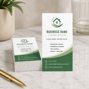 Modern Schoonmaakdiensten Professioneel Logo Groen Visitekaartje