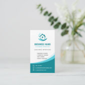 Modern Schoonmaakdiensten Professioneel Logo Teal Visitekaartje (Staand voorkant)