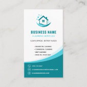 Modern Schoonmaakdiensten Professioneel Logo Teal Visitekaartje (Voorkant)