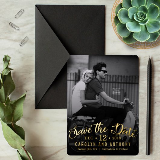 Modern Schrift | Aangepaste foto bewaar de datum Save The Date