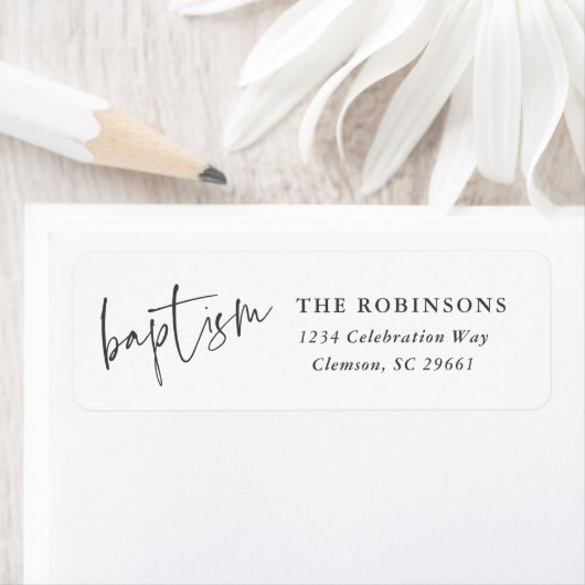 Modern Schrift Doop Terug Adres Etiket (Insitu)
