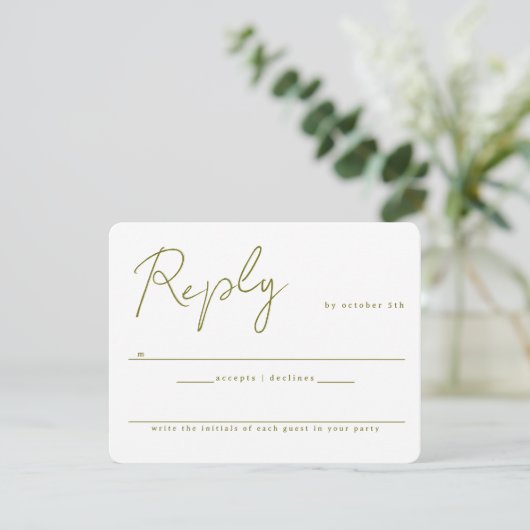 Modern Schrift en Duif Bruiloft RSVP Kaartje (Staand voorkant)