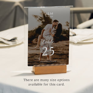 Modern Schrift Foto Monogram Huwelijk Tafelnummer
