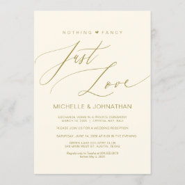 Modern Schrift, Goud, Trouw Elopement Ontvangst Kaart
