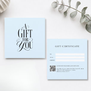 Modern Schrift Lettertype Blauwe QR Code Cadeaubon