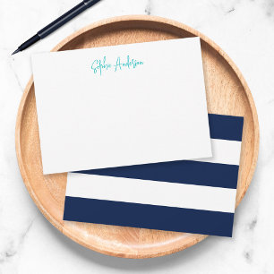Modern Schrift met Witte Strepen en Aangepaste Kle Notitiekaartje
