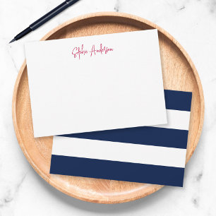 Modern Schrift met Witte Strepen en Aangepaste Kle Notitiekaartje