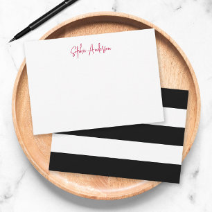 Modern Schrift met Witte Strepen en Aangepaste Kle Notitiekaartje