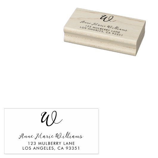 Modern Schrift Monogram Retouradres Rubberstempel (Gestempeld)