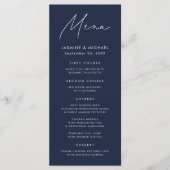 Modern Schrift Navy Bruiloft Menu (Voorkant)