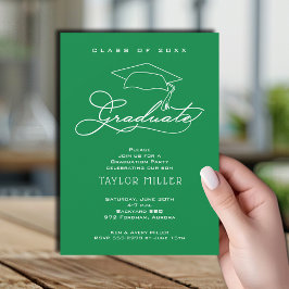 Modern Schrift op heldergroene afstuderen Kaart