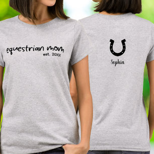 Modern Schrift Paardensport Moeder Gevestigd Jaar T-shirt