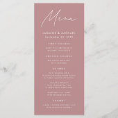 Modern Schrift Stof Dusty Rose Trouwjurk Menu (Voorkant)