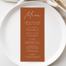 Modern Schrift Terracotta Bruiloft Menu
