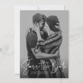 Modern schrift verticaal foto save the date (Voorkant)
