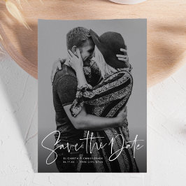Modern schrift verticaal foto save the date