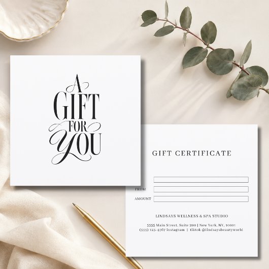 Modern Schriftlettertype Wit Zakelijk Cadeaucertif