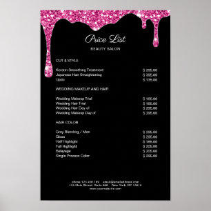 Modern Schwarz-roze Glitter Preishear Poster