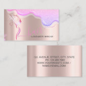 Modern Scissors Glitter Drips Hair Rose Gold Visitekaartje (Voorkant / Achterkant)