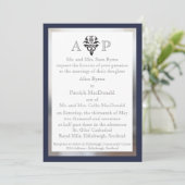 Modern Scottish Celtic Wedding Invitation - Navy Kaart (Staand voorkant)
