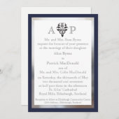 Modern Scottish Celtic Wedding Invitation - Navy Kaart (Voorkant / Achterkant)