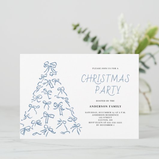 Modern Scribble Bow kerstfeest Kaart (Staand voorkant)