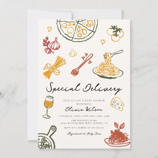 Modern Scribble Italiaans Baby shower Kaart (Voorkant)