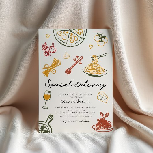 Modern Scribble Italiaans Baby shower Kaart