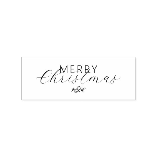 Modern Scrip Merry Christmas Name Holiday Rubberstempel (Afrduk)
