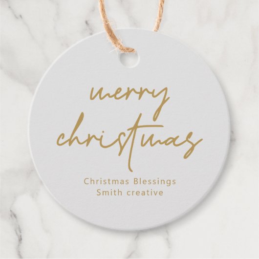 Modern Scrip Typography kerstcadeLabel Bedankjes Labels (Voorkant)