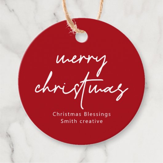 Modern Scrip Typography kerstcadeLabel Bedankjes Labels (Voorkant)