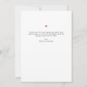 Modern Script 12 Photo Collage First Birthday Bedankkaart (Achterkant)