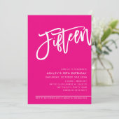 MODERN SCRIPT 15e verjaardagsfeestje heet roze wit Kaart (Staand voorkant)