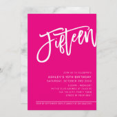 MODERN SCRIPT 15e verjaardagsfeestje heet roze wit Kaart (Voorkant / Achterkant)