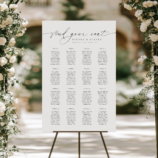 Modern Script 16 Tafels Welkom Zitplaatsenkaart Poster