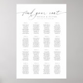 Modern Script 16 Tafels Welkom Zitplaatsenkaart Poster (Voorkant)