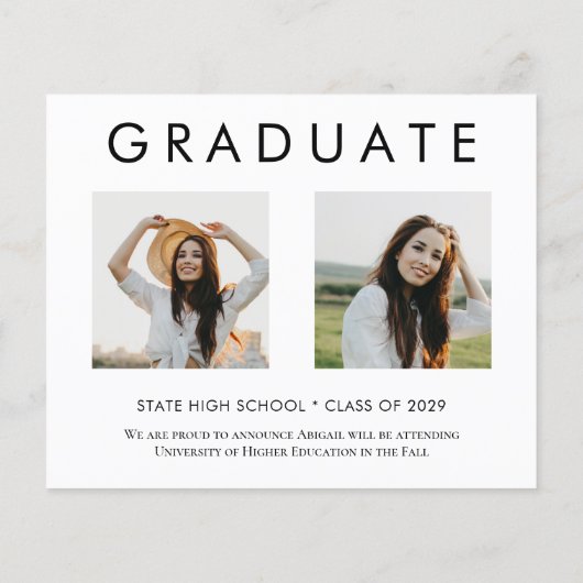 Modern Script 2023 3 Photo Afstudeerder Photo Card Flyer (Achterkant)